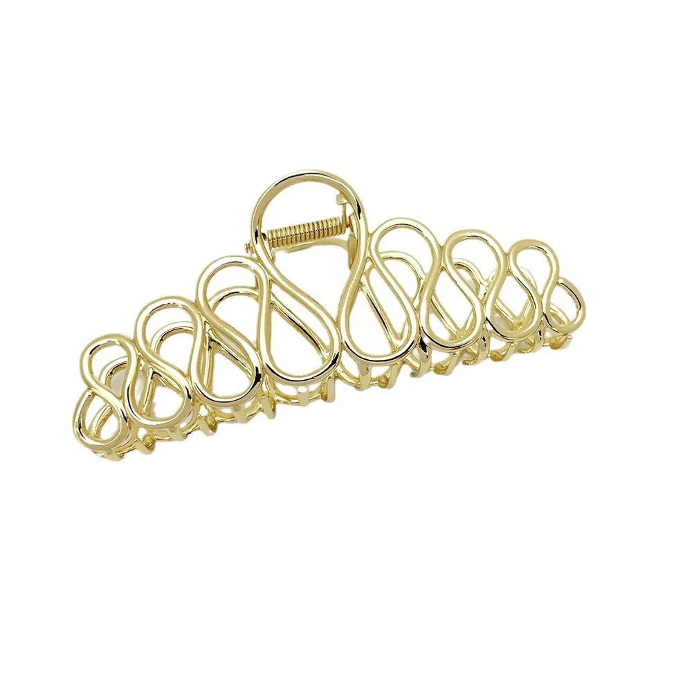 Minimalist large alloy hair clip with tassel decoration in gold or silver finish