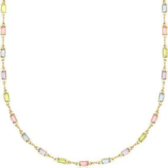 Geometric ladies alloy necklace with a random colour glaze centrepiece on a matching chain
