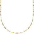Geometric ladies alloy necklace with a random colour glaze centrepiece on a matching chain