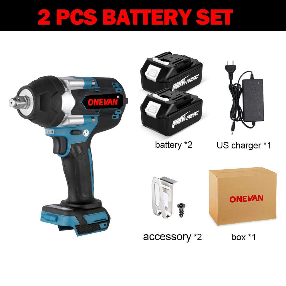 Lithium battery brushless impact wrench 1100Nm with 21V battery and charger attached