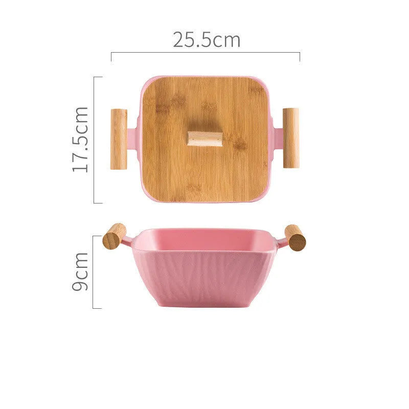 Creative irregular shaped porcelain bowl with matching lid in choice of four colours