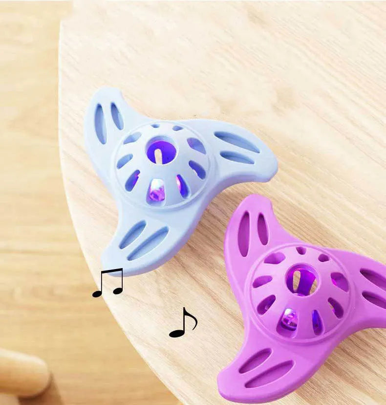 Blue bite-resistant boomerang dog toy with molar edges for large breed puppies on a white background.