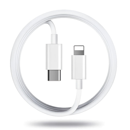 Grey Apple Lightning to USB-A charging cable shown at full length on a white background.