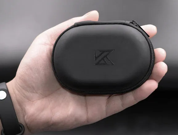 Black oval leather earphone storage bag for EDX PRO, ZEX PRO, and DQ6S earphone models