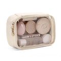 Transparent PVC cosmetic bag with dry-wet separation compartments in multiple colour options