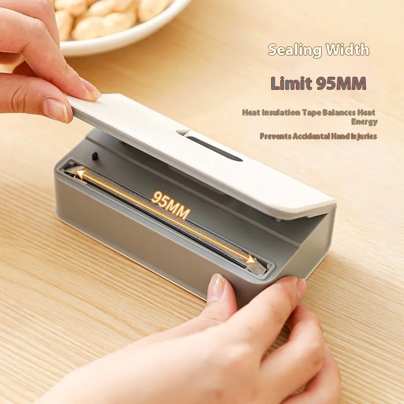 Small white or blue portable hand press heat sealing machine for plastic snack bags