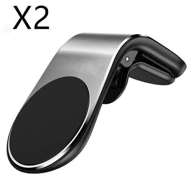 Black car bracket with rotatable ball joint plugged into a vehicle 12V socket