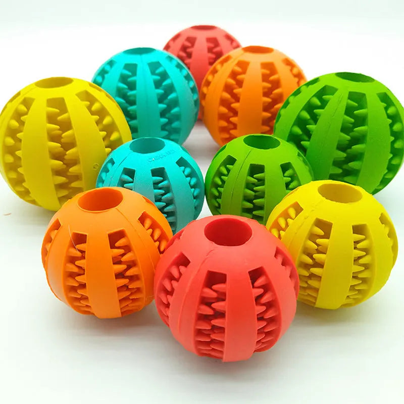 Natural silica gel slow feeder dog toy ball in blue for tooth cleaning and treat dispensing