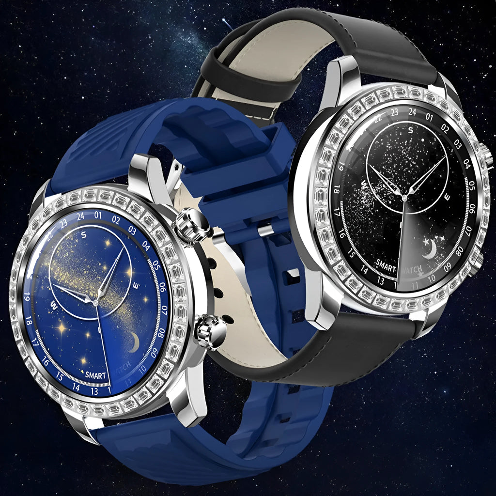 Z83 Max full diamond disc smart watch with TFT screen, touch button, Bluetooth calling, and wireless charger in black, blue, orange, or ivory white