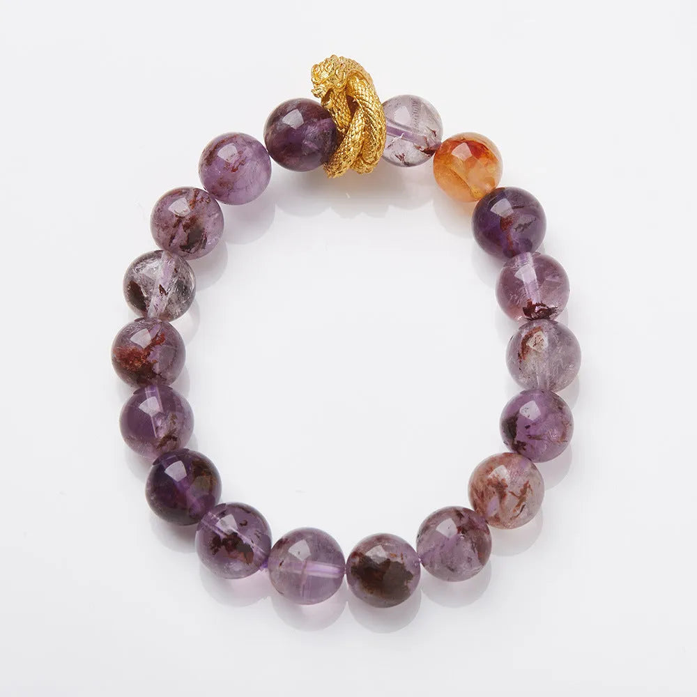 Purple cornucopia nine purple crystal good luck bracelet with animal zodiac design