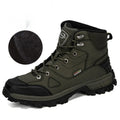 Men's winter thickened high-top snow boots in charcoal gray with fleece lining and lace-up closure