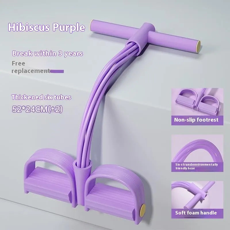 Purple TPR fitness pedal with attached pulling rope and handles for home sit-ups and arm toning exercises