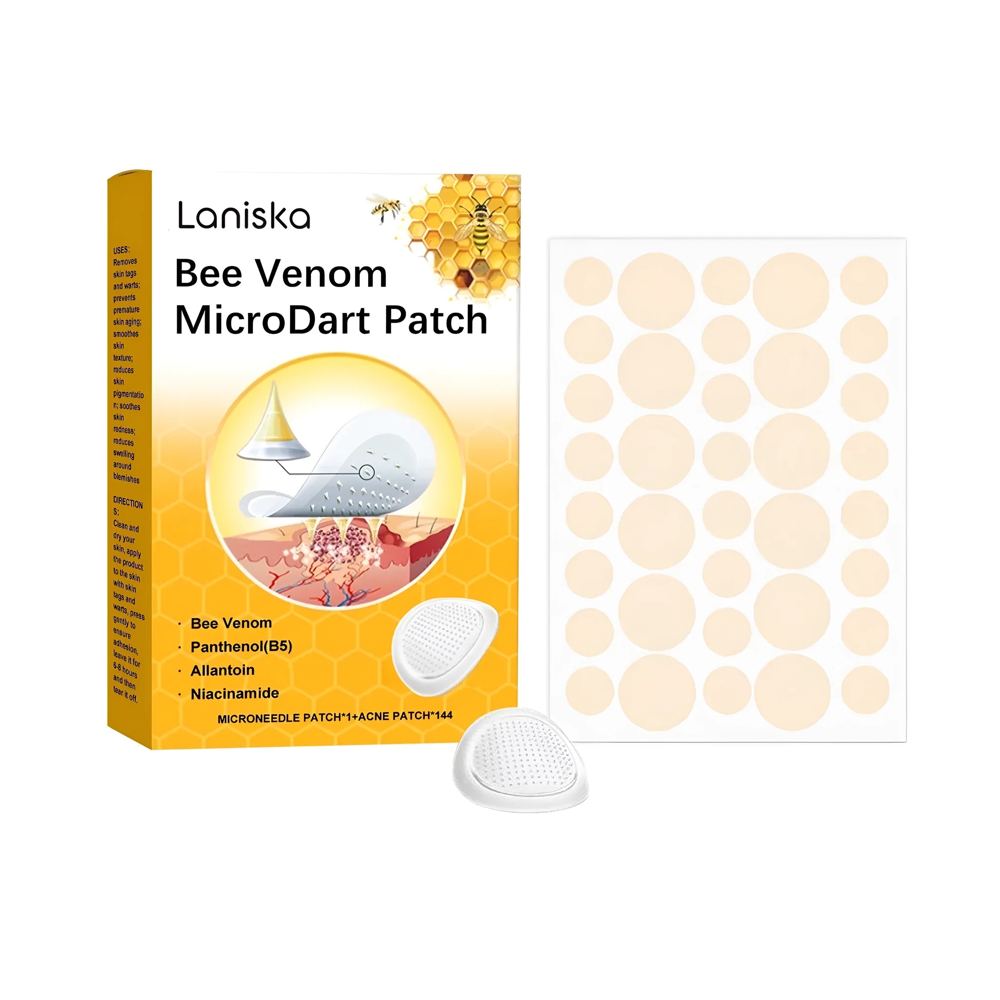 Wart removal patch kit with microdart applicator and 144 acne patches for feet and hands