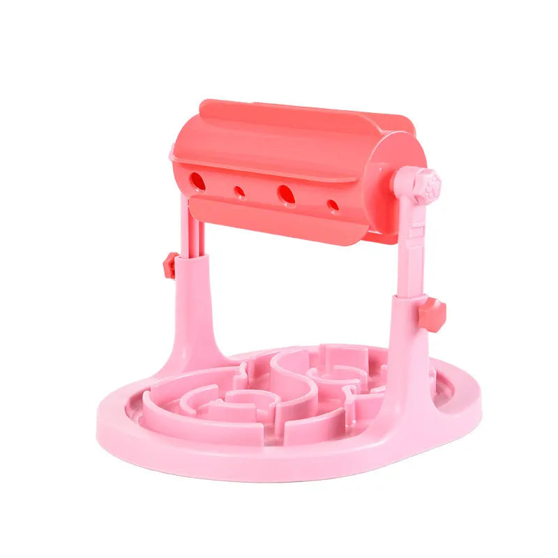 Blue adjustable height interactive pet food puzzle slow feeder for dogs and cats