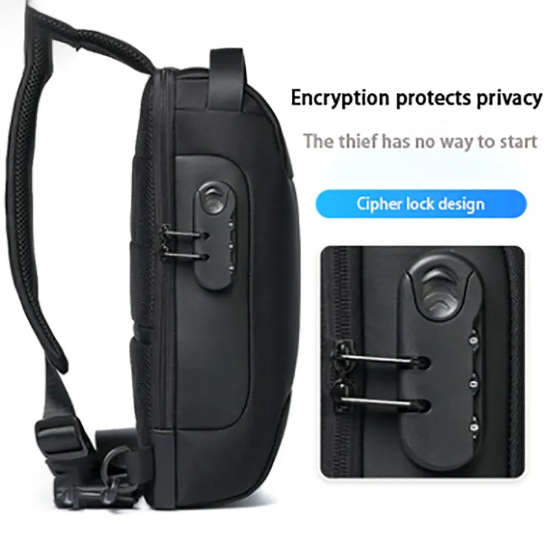 Waterproof Oxford cloth anti-theft messenger bag with crossbody strap in black colour