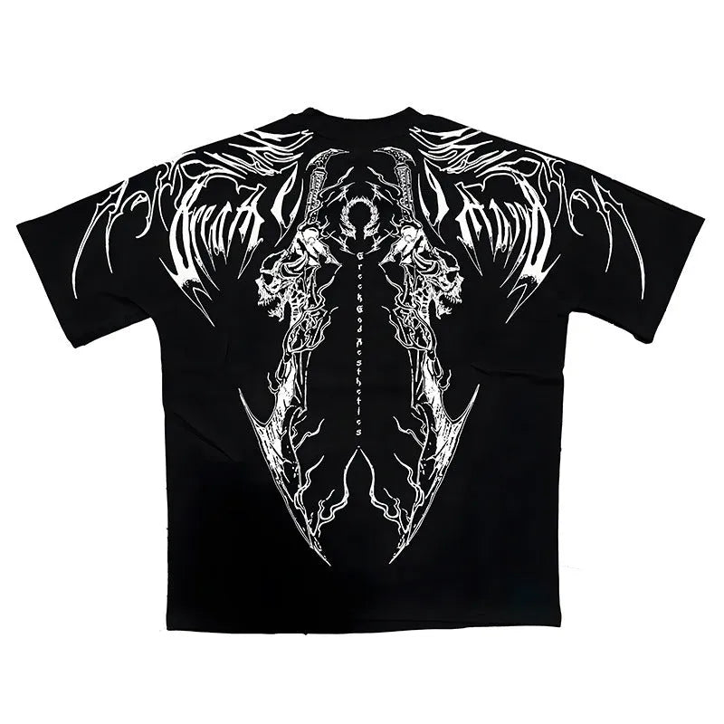 Dark colour plus size cotton t-shirt with loose fit and short sleeves on hanger