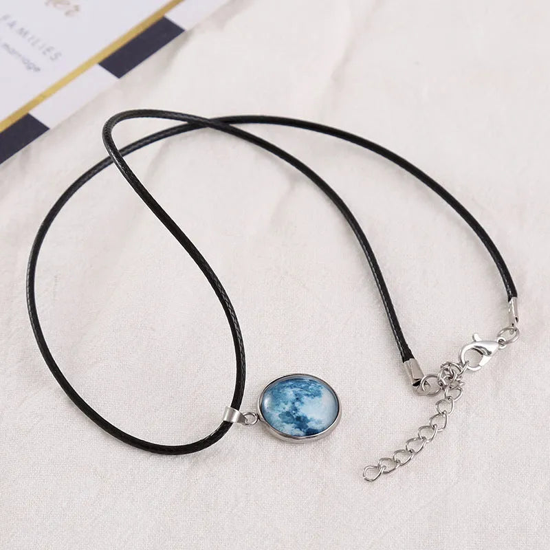 Luminous constellation design alloy pendant necklace on a chain with an extension.