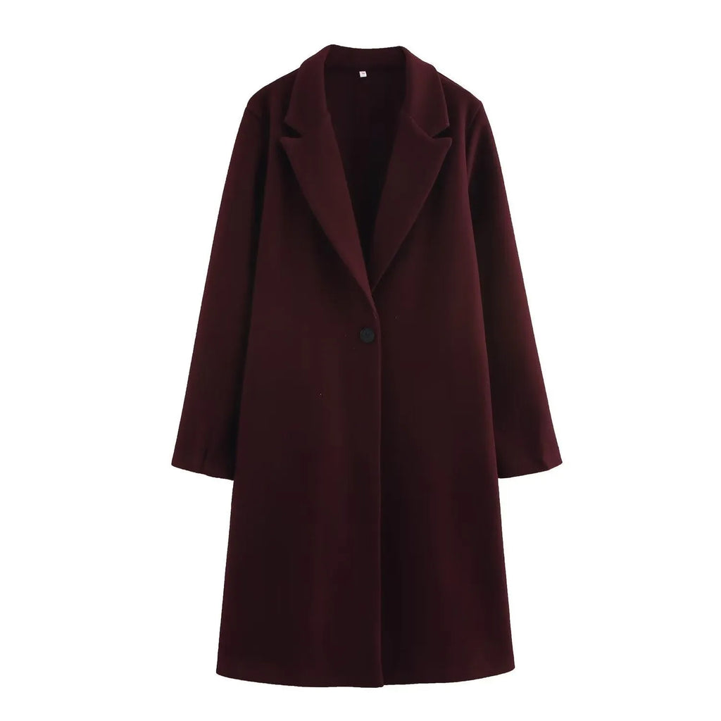 Women's solid colour polyester jacket in khaki, regular fit, long sleeves, street fashion style.