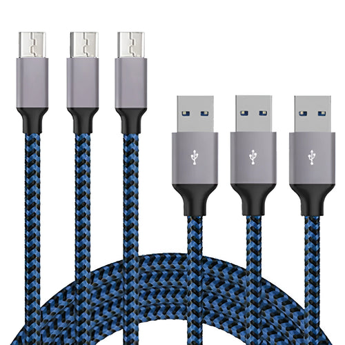 Braided fast-charging Micro USB cable for Android phones in black and white colour.