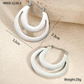Geometric French earrings with round ring design in gold or steel metallic finish