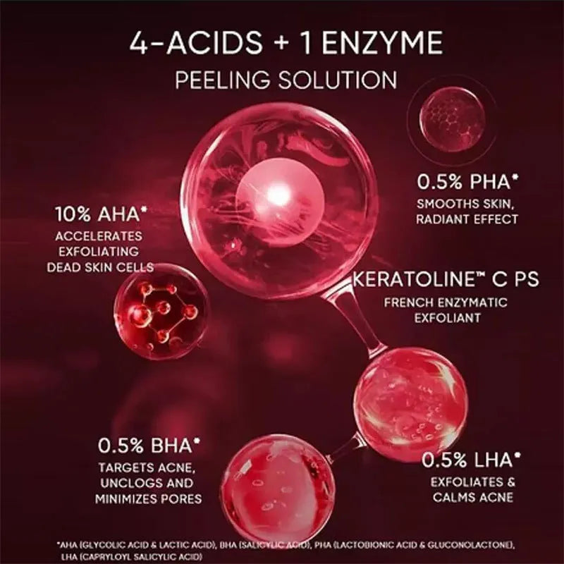 Facial exfoliating care essence solution in 30ml or 35ml bottle options