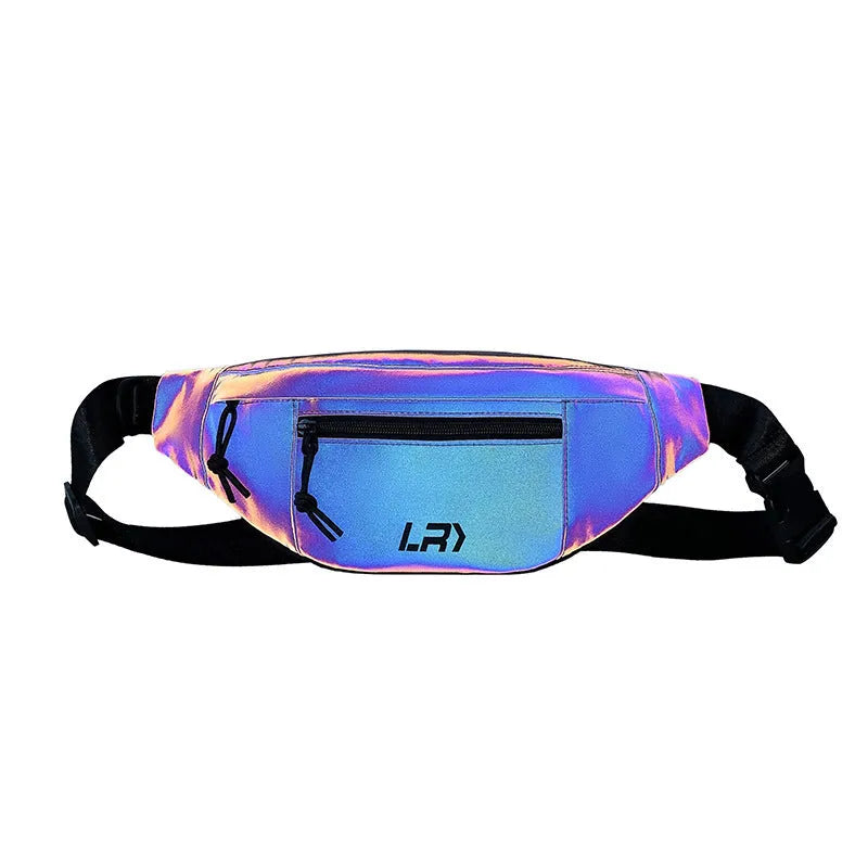 Blue reflective crossbody cycling bag with open pocket design and soft handle