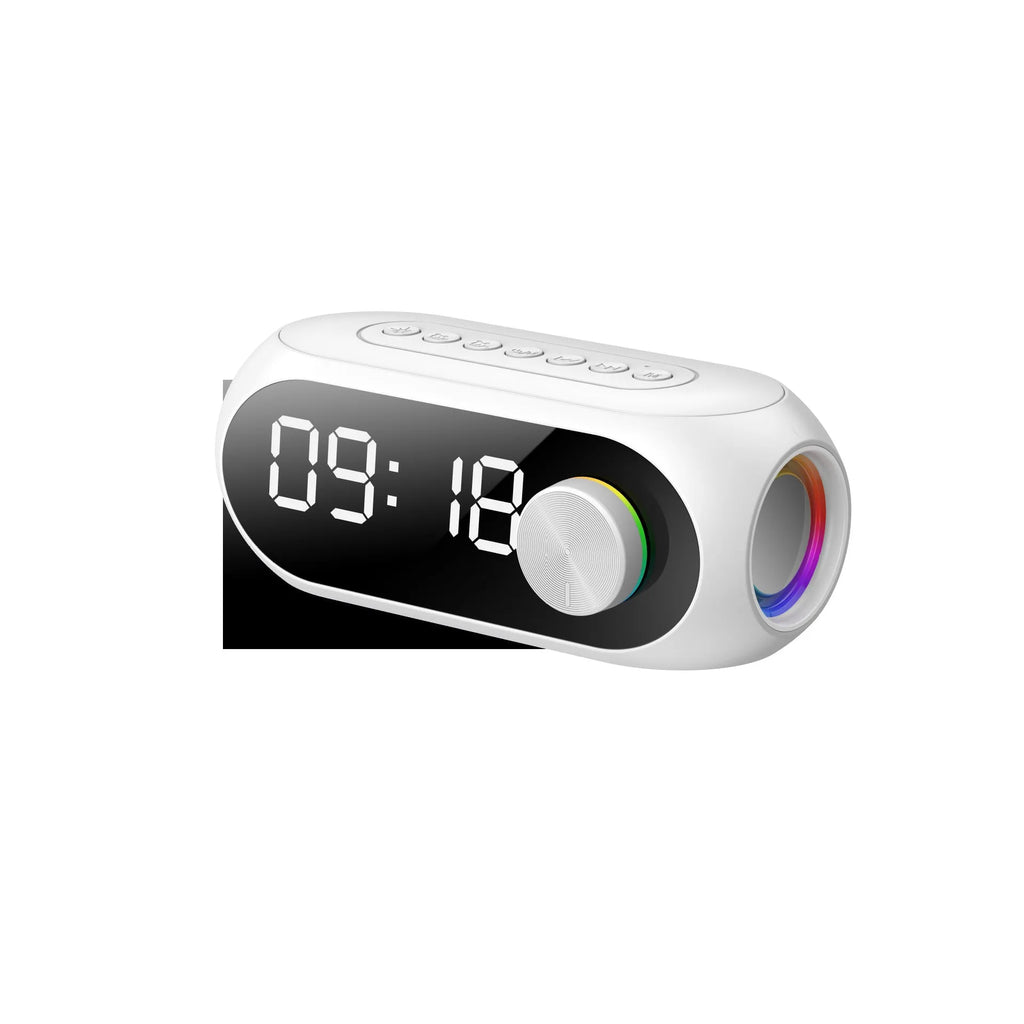 S8 Black extra bass portable mini Bluetooth speaker with FM radio display and alarm clock.