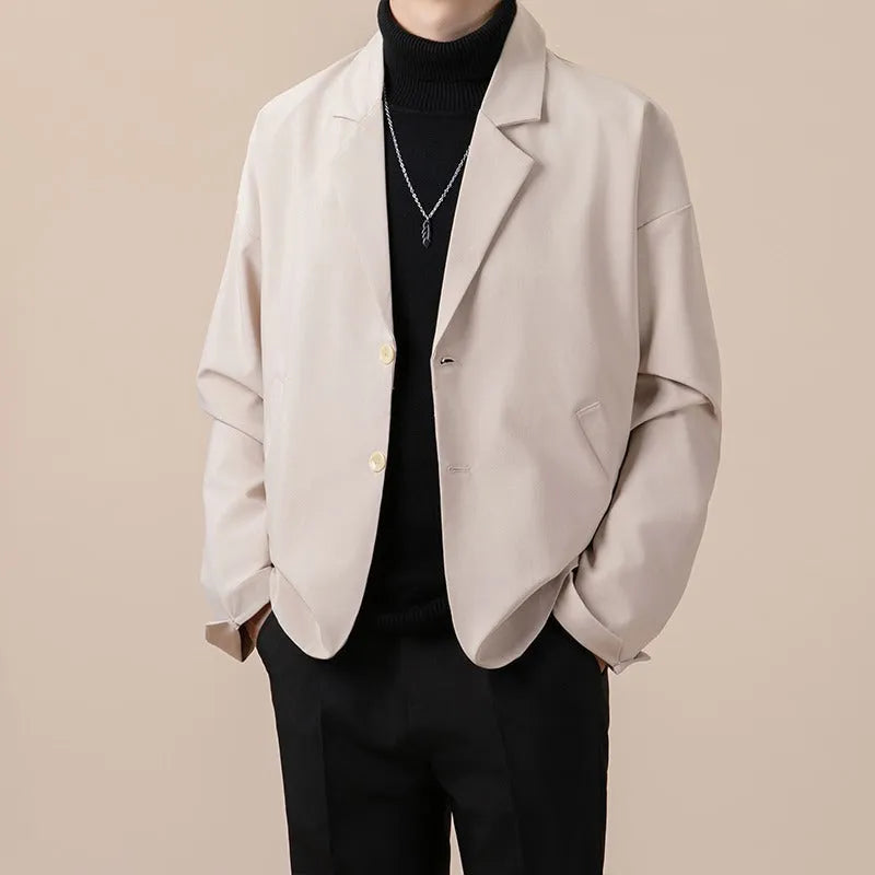 Men's loose fit casual jacket in polyester blend fabric available in four colours