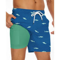 Men's loose fit casual beach trousers in lightweight polyester fabric on a plain background