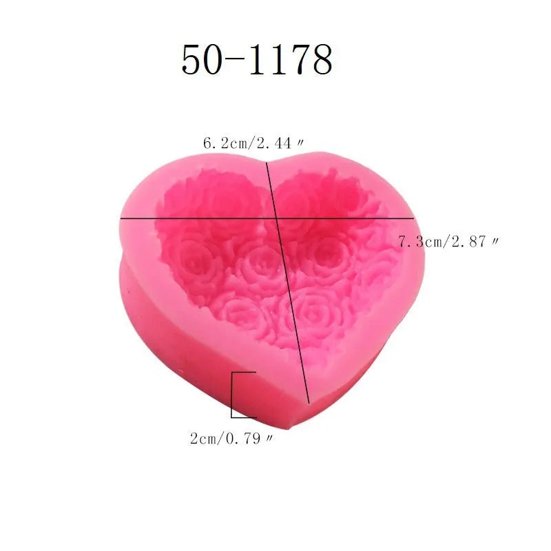 Pink love rose silicone mould for fondant chocolate crafts, Valentine's Day home supply