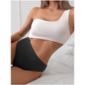 One-shoulder one-piece swimsuit for women in solid colour polyester fabric
