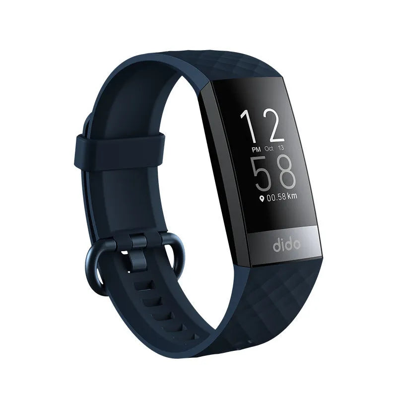 Y6 Black smart bracelet with 1.1-inch screen on wrist, showing health metrics display