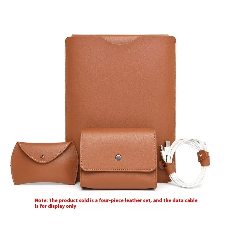 Four-piece leather edge protector set for notebooks in multiple colours with lock edge design