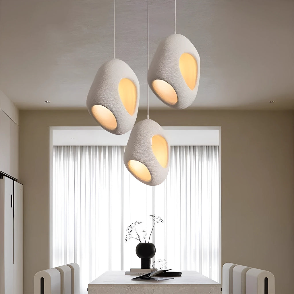 Creative single head retro ceiling light in white polystyrene with E27 fitting