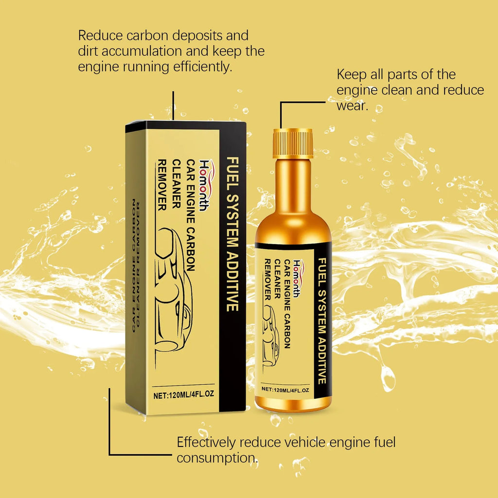120ml car engine carbon cleaning additive bottle on white background