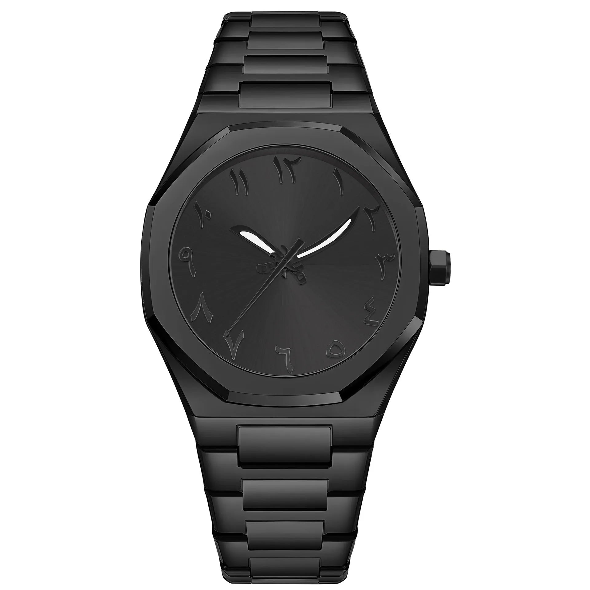 Men's steel business casual quartz watch with a 10mm case on a matching steel belt.