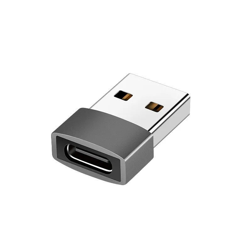USB to Type-C adapter showing black and silver colour options with USB male and Type-C female connectors