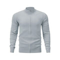Stand collar zipper cardigan sweater in cotton fabric with loose fit for casual youth wear