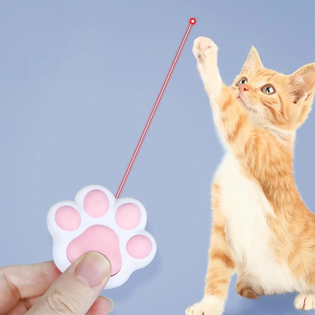 USB rechargeable infrared cat teaser toy with keychain attachment in black or pink colours