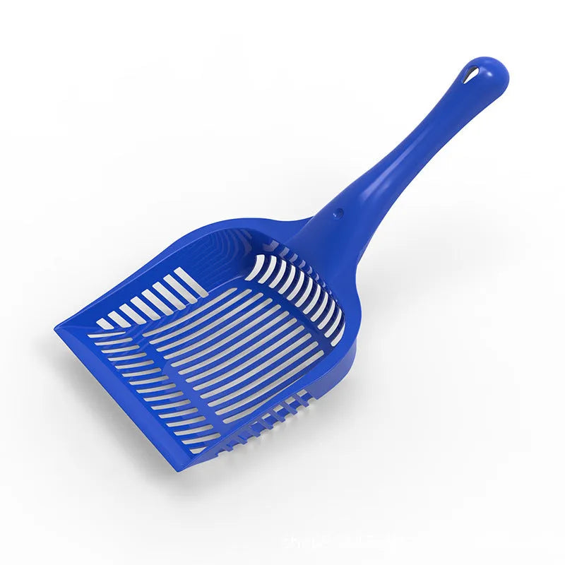 PP plastic cat litter scoop in red, yellow or blue, shown in small and medium sizes