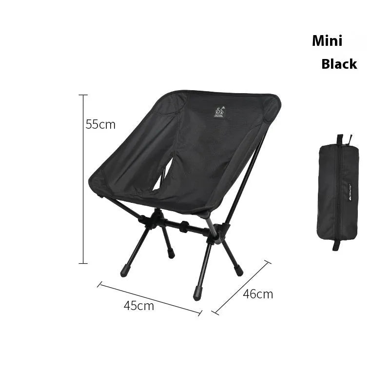 Aluminium alloy foldable moon chair in army green colour with a high back style, shown in a folded and unfolded state.