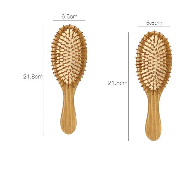 Carbonised bamboo cushion massage comb with smooth finish, 66x218mm size