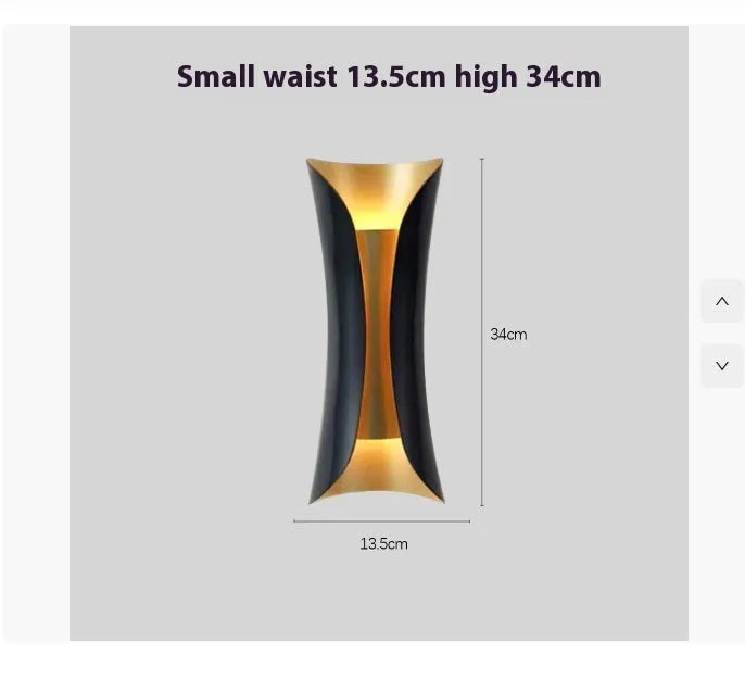 Outdoor wall lamp with aluminium shell in black, IP65 waterproof rating for corridor or stair use.