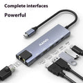 Aluminium six-in-one Steam Deck docking station showing USB, HDMI, and Ethernet ports.