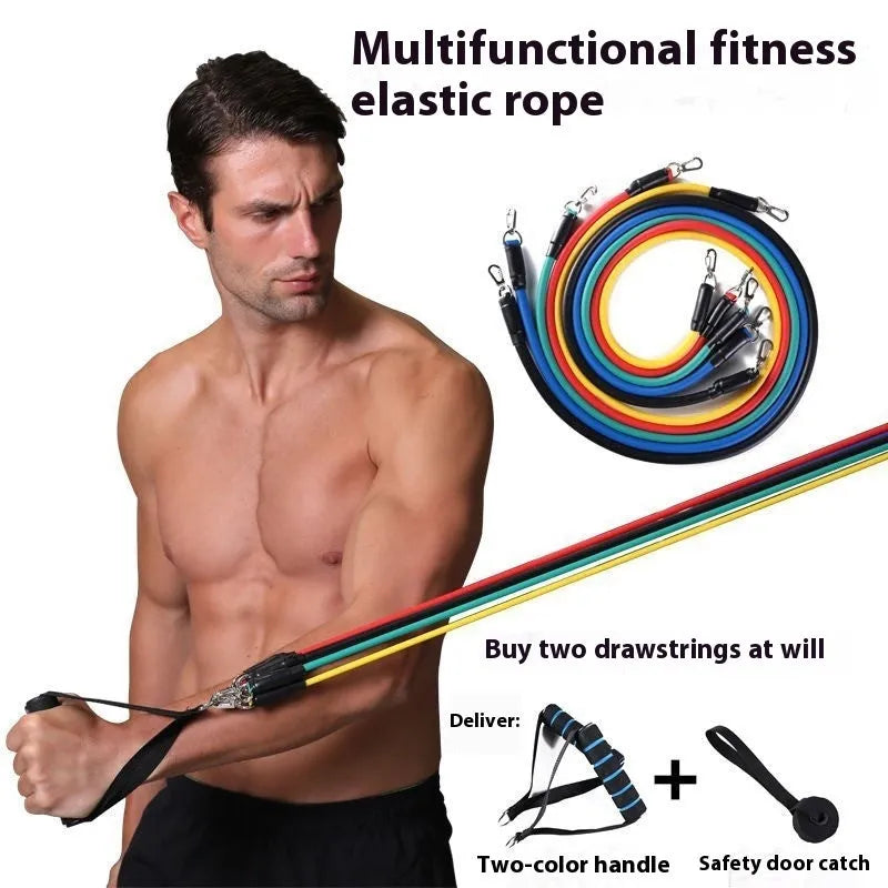 Multi-functional door sports pulling rope set with ABS hooks and rope for home fitness resistance training.