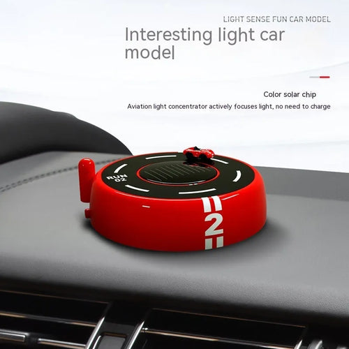 Round solar-powered car aromatherapy decoration in black, red, or white colours