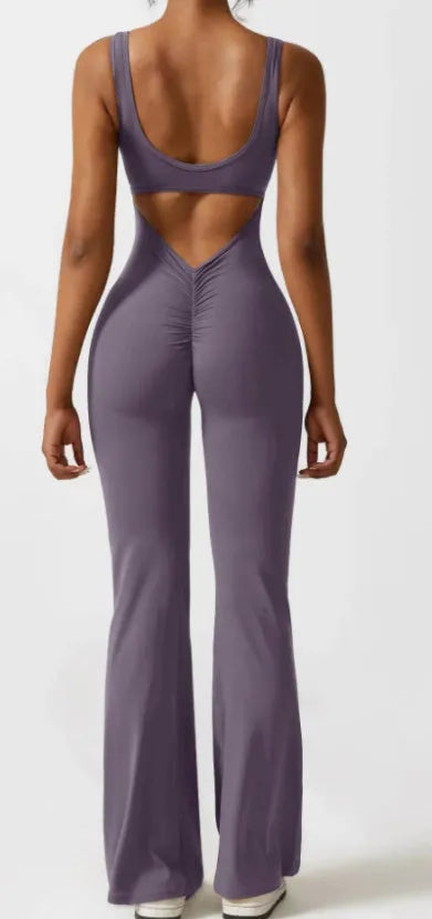 Women's milk silk seamless yoga bodysuit in mid-waist design with chest padding