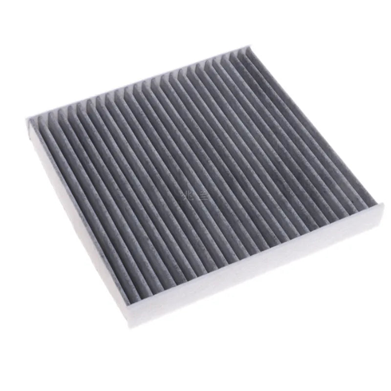 Grey Geely car cabin air conditioning filter element measuring 215mm by 210mm.