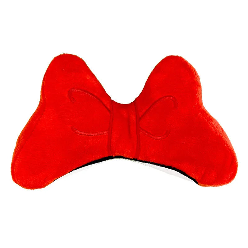 Soft plush bow tie decoration for helmets in red, peach pink, and rose pink colour options.