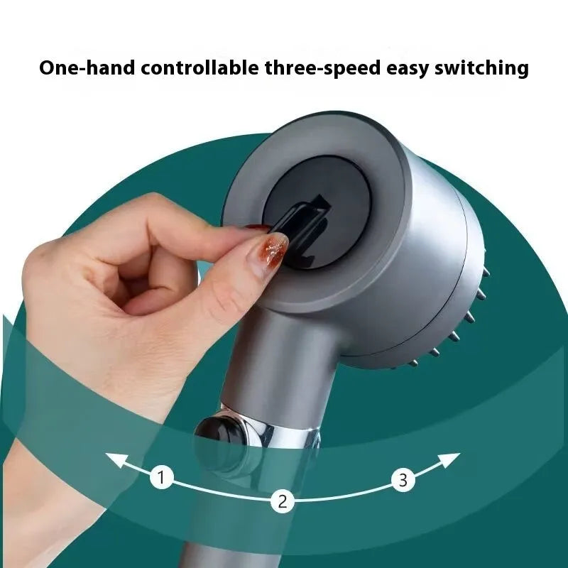 Strong Boost portable shower head with three adjustable spray settings and modern simple design